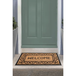 Napoli Home Welcome Yazılı Baskılı Kaymaz Taban Silinebilir  Kapı Önü Paspası (40X60CM),PASPAS-04-KAHVERENGİ,