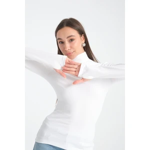 Pour La Riviere Kadın Pamuklu Balıkçı Yaka Vücudu Saran Esnek Parmak Geçmeli Body Bluz