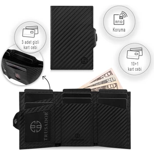 Toscana Carbon  Kartlık  Deri Cüzdan Unisex Rfid Korumalı Erkek Kadın Mini Hediye