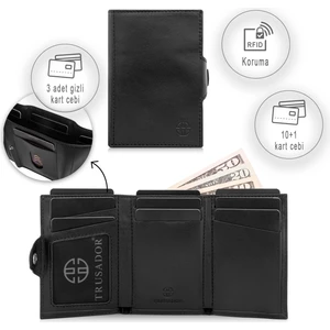 Toscana Siyah Kartlık  Deri Cüzdan Unisex Rfid Korumalı Erkek Kadın Mini Hediye