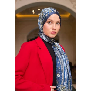 Çelik Mavi Hint Vual Şal -  5009-25