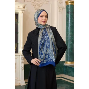 Gece Mavi Hint Vual Şal -  5009-04