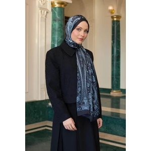 Siyah Gri Hint Vual Şal -  5009-10