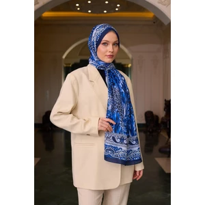 Desenli Vual Şal Zeytin Yeşili Vual Ipek Şal -  9802-12