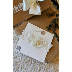 Incili Dantelli Yeni Doğan Bebek Saçbandı