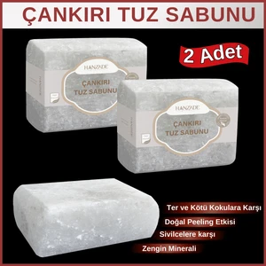 Hanzade Bitkisel Çankırı Tuz Sabunu 300-350 gr x 2 Adet Zengin Mineralli Doğal Saf Çankırı Kaya Tuzu Sabunu
