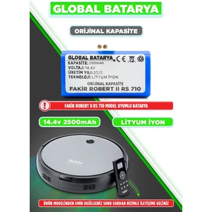 Global Batarya Fakir Robert Iı Rs 710 Uyumlu Akıllı Robot Süpürge Bataryası 14.4V 2500MAH Pil (Orijinal Kapasite)