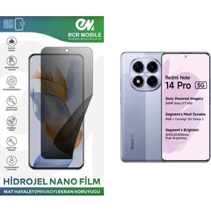 ECR MOBILE Redmi Note 14 Pro ile Uyumlu Hidrojel Nano Ekran Koruyucu Film Hayalet(Privacy)Tempered Cam Değildir