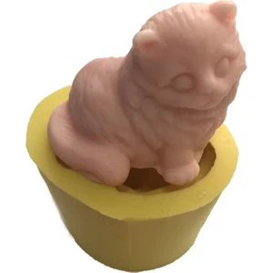 Simo Silikon Oturan Kedi Silikon Kalıp Sabun ve Kokulu Taş Kalıbı