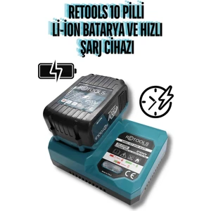 Ultra Hızlı Şarj Cihazı Mavi ve 10 Pilli Li-Ion Batarya 21V/3.0AH Ekonomik Set!