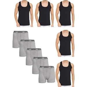 10 Parça Atlet ve Boxer Takımı 5 Gri Boxer 5 Atlet