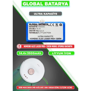 Global Batarya Homend Alex Laser Pro+ 1283H Akıllı Robot Süpürge Bataryası 14.4V 3500MAH Li-On Pil (Ultra Kapasite)