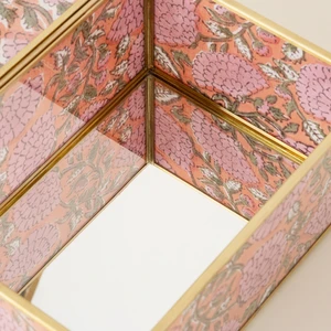 Fagu Cam Dekoratif Kutu 19X14X9 cm Pembe