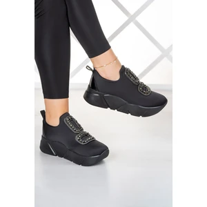Almendra Siyah Streç Taşlı Sneaker