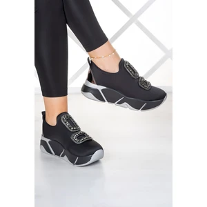 Almendra Platin Streç Taşlı Sneaker