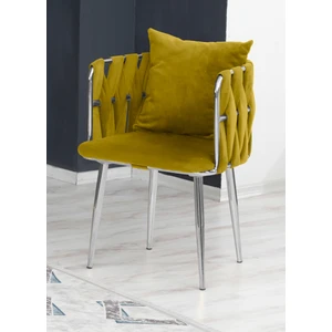 Sarmaşık Çay Seti Tekli Koltuk Sandalye Berjer Oturma Odası Kafe Antre Hol Ofis Krom Metal