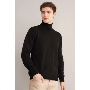 Mentality 3177 Balıkçı Yaka Siyah Triko