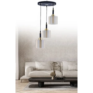 ŞL Şef Light Sarkıt Tepsi Siyah 3'lü Çift Cam Bal Camlı Avize