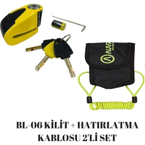 B Lock 06 Disk Kilidi ve Hatırlatma Kablosu 2'li Set