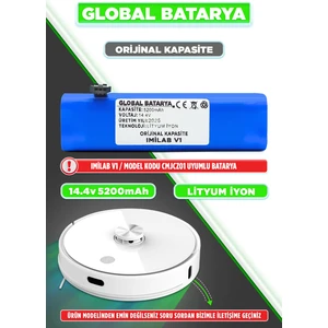 Global Batarya Imilab V1 Akıllı Robot Süpürge Bataryası 14.4V 5200mAh Li-ion Pil (Orijinal Kapasite)