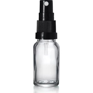 Zylan Ambalaj 10  ml Şeffaf Cam, Siyah Sprey Başlıklı Şişe, 24 Adet