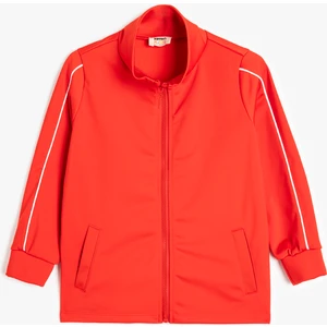 Uzun Kollu Dik Yaka Fermuarlı Oversize Sweatshirt