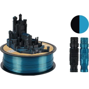 Çift Renk Silk PLA Filament - Siyah & Mavi - 1.75MM - 1kg