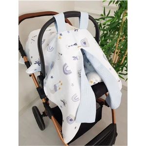 Müslin Pike Çift Kat Puset Örtüsü, Minderli Bebek Çift Kat Kışlık Puset Örtüsü, %100 Pamuklu