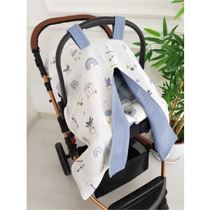 Müslin Pike Çift Kat Puset Örtüsü, Minderli Bebek Çift Kat Kışlık Puset Örtüsü, %100 Pamuklu