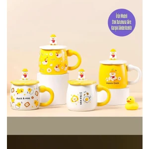 Ördek Figürlü Kapaklı Seramik Kupa