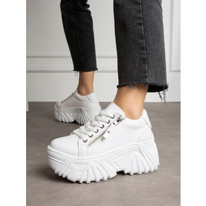 Alemdar Shoes Apex Beyaz Fermuar Detaylı Kadın Sneakers
