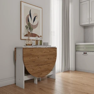 Ankara Orman Ürünleri Pratik Katlanır - Açılır Kapanır Yuvarlak Mutfak Yemek Çalışma Masası - 145  cm  x 90  cm  -  Mdf