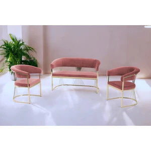 Rio Çay Seti Takımı Koltuk Takımı Oturma Odası Kafe Antre Hol Ofis 2+1+1 Gold Metal