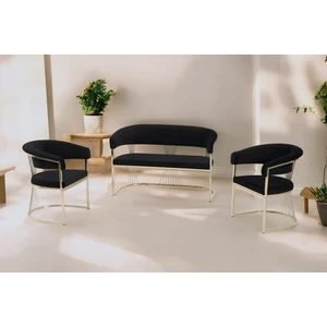 Rio Çay Seti Takımı Koltuk Takımı Oturma Odası Kafe Antre Hol Ofis 2+1+1 Gold Metal