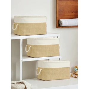 3 Lü Küçük Boy Jüt Dolap Içi Çamaşır Çocuk Odası Oyuncak Düzenleyici Katlanır Saklama Sepeti