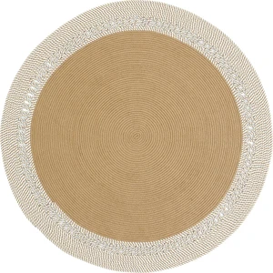 Milda 122 Kahverengi Jüt Hasırlı El Örgüsü Çift Taraflı Kilim Yuvarlak Jüt Halı