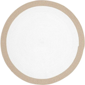 Milda 123 Beyaz Kahve Jüt Hasırlı El Örgüsü Çift Taraflı Kilim Yuvarlak Jüt Halı