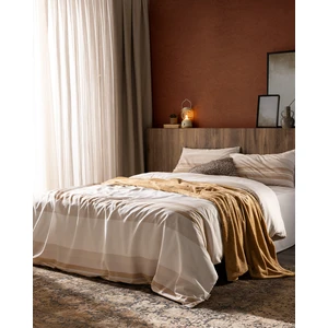 Desty Tek Kişilik Pamuklu Battaniye Seti - Camel