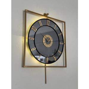 Işıklı Metal Duvar Saati - 46-60 Cm,  Aynalı Tasarım