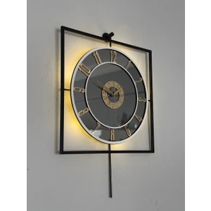 Işıklı Metal Duvar Saati - 46-60 Cm,  Aynalı Tasarım