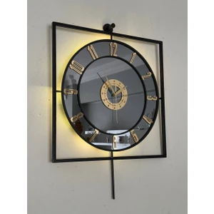 Işıklı Metal Duvar Saati - 46-60 Cm,  Aynalı Tasarım