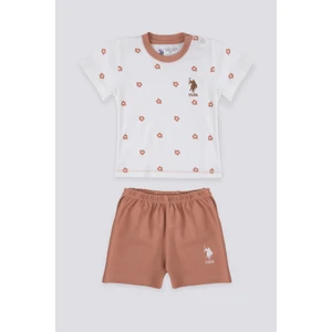 U.S. Polo Assn. Deep Color Krem Bebek T-shirt Takım