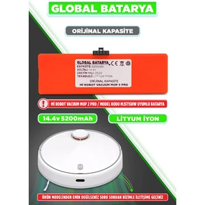 Global Batarya Xiaomi Mi Robot Vacuum Mop 2 Pro Uyumlu Robot Süpürge Bataryası 14.4V 5200MAH Li-Ion Pil (Orijinal Kapasite)
