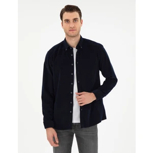 Pierre Cardin Erkek Lacivert Regular Fit Uzun Kollu Gömlek 50292347-VR033
