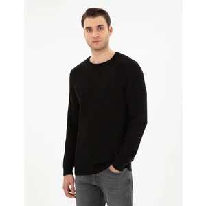 Pierre Cardin Erkek Siyah Slim Fit Bisiklet Yaka Triko Kazak 50297117-VR046