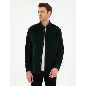 Pierre Cardin Erkek Yeşil Regular Fit Uzun Kollu Gömlek 50292347-VR054