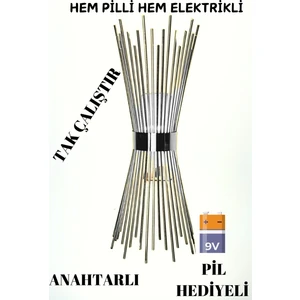 Kirpi Krom Aplik Pilli ve Elektrikli 2'si 1 Arada Ledli Duvar Aplik, Tak Çalıştır, Kablosuz Aplik