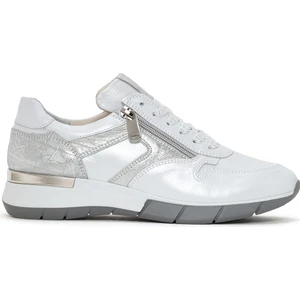 Kadın Beyaz Bağcıklı Yandan Fermuarlı Deri Sneaker 25SFD370514