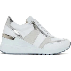 Kadın Beyaz Dolgu Topuklu Yandan Fermuarlı Deri Sneaker 25SFD370314