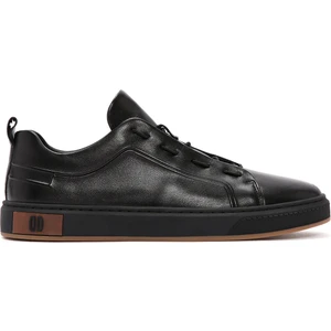 Erkek Siyah Bağcıklı Deri Sneaker 25SFD691218